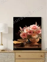 Pink Floral Still Life Canvas Wall Art for Living Room Home Decor – view 3
