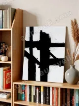 Black & White Abstract Geometric Canvas Wall Art for Living Room Home Decor – view 3