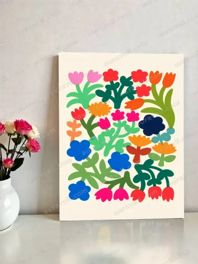 Colorful Floral Canvas Wall Art for Living Bedroom Home Decor — art print