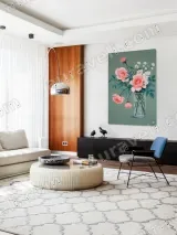 Pink Roses & White Flowers Vase Canvas Wall Art for Home Decor – view 5