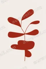 Minimalist Red Botanical Leaf Canvas Wall Art for Living framed modern home decor