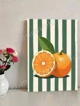 Sliced & Whole Orange Canvas Wall Art with Green Stripes for Home Decor – view 2
