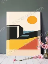 Geometric Abstract Landscape Canvas Wall Art for Living Room Decor – view 2