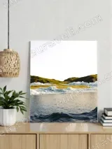 Surreal Wave, Golden Land & Green Hill Canvas Wall Art for Home Decor – view 4