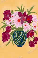 Vibrant Floral Vase Canvas Wall Art for Living Room framed modern home decor