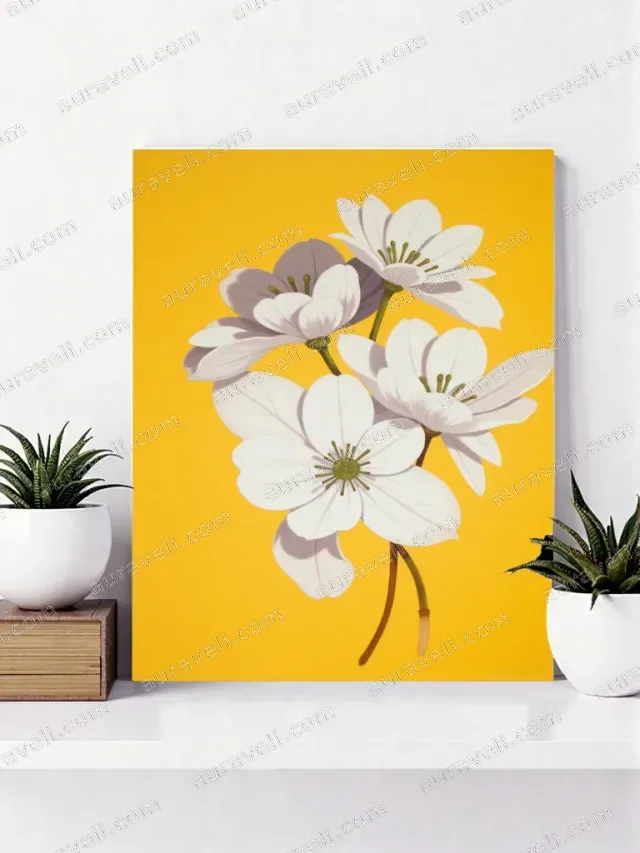 White Floral Canvas Wall Art for Bedroom and Living Room Home Decor — art print