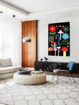Colorful Abstract Floral & Mushroom Canvas Wall Art for Home Decor – view 4