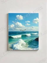Ocean Wave Seagull Beach Canvas Wall Art for Living Room Home Decor – view 2