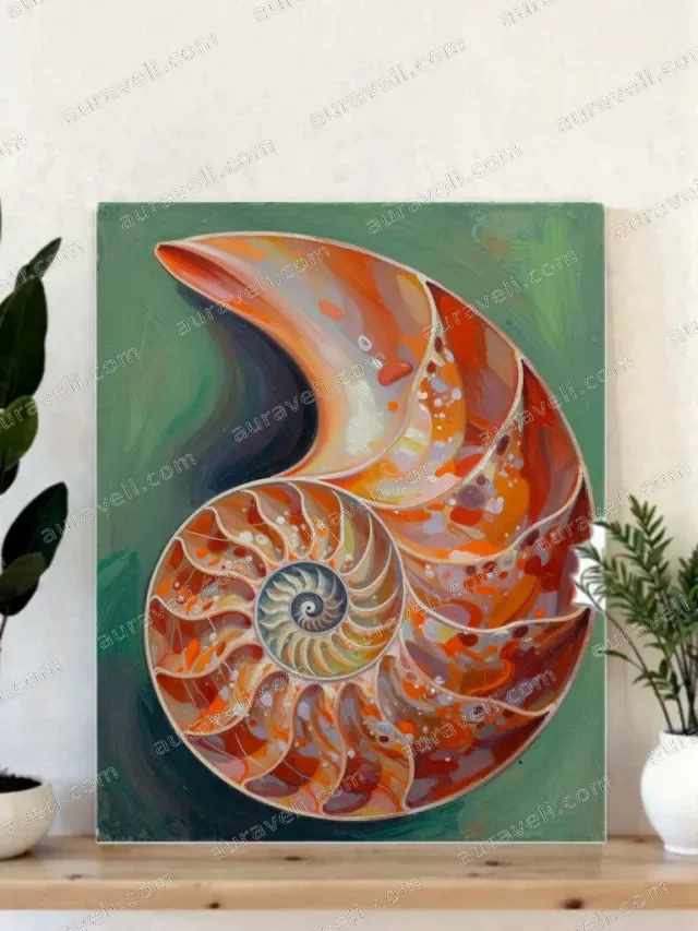 Colorful Nautilus Shell Canvas Wall Art for Living Room Home Decor — art print