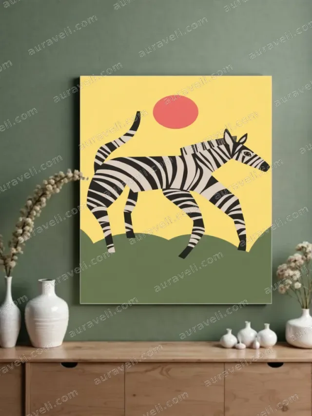Zebra Minimalist Canvas Wall Art for Living Room Bedroom Decor — art print