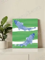 Blue Koi Fish Canvas Wall Art for Living Room Bedroom Home Decor – view 2