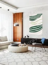 Abstract Green Wave Lines Canvas Wall Art for Living Room Decor – view 5