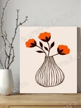 Orange Floral Vase Canvas Wall Art for Living Room Home Decor