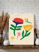 Colorful Floral Canvas Wall Art for Living Room Home Decor