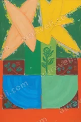 Abstract Geometric Floral Canvas Wall Art for Living Room framed modern home decor
