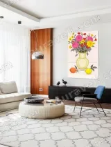 Colorful Floral Vase with Lemons & Orange Canvas Wall Art for Home Decor – view 4
