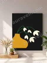 Floral Canvas Wall Art with Yellow Vase - Minimalist Living Room Decor – view 4