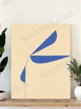 Abstract Blue Botanical Canvas Wall Art for Living Room Decor