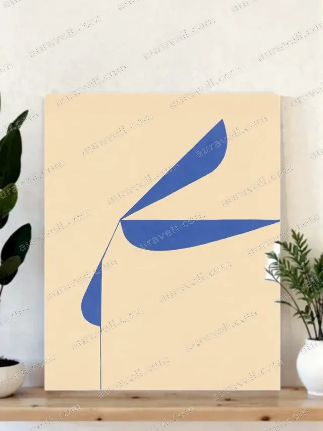 Abstract Blue Botanical Canvas Wall Art for Living Room Decor — art print