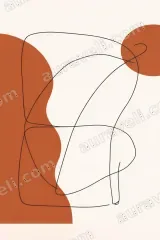 Abstract Terracotta Line Art Canvas Wall for Living framed modern home decor