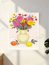 Colorful Floral Vase with Lemons & Orange Canvas Wall Art for Home Decor – view 2