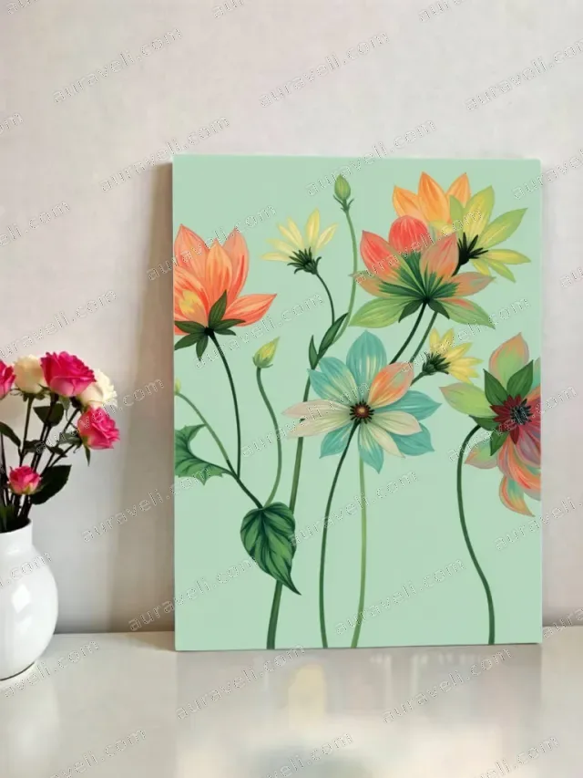 Colorful Floral Canvas Wall Art for Living Room Bedroom Home Decor — art print