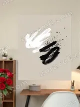 Abstract Black White Brushstroke Canvas Wall Art for Modern Home Decor