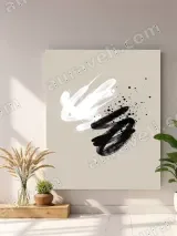 Abstract Black White Brushstroke Canvas Wall Art for Modern Home Decor – view 4