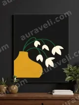 Floral Canvas Wall Art with Yellow Vase - Minimalist Living Room Decor