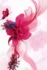 Pink Floral Butterfly Abstract Canvas Wall Art for Bedroom and modern home decor