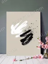 Abstract Black White Brushstroke Canvas Wall Art for Modern Home Decor – view 2