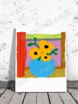 Bright Floral Vase Canvas Wall Art for Living Room Decor