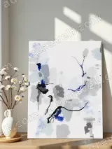 Abstract Blue & Gray Ink Canvas Wall Art for Living Room Home Decor – view 5