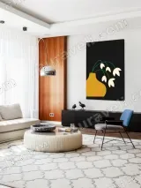 Floral Canvas Wall Art with Yellow Vase - Minimalist Living Room Decor – view 5
