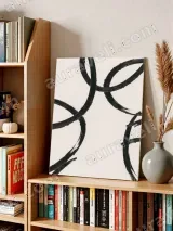 Abstract Black Brushstroke Circles Canvas Wall Art for Living Room Home Decor – view 4