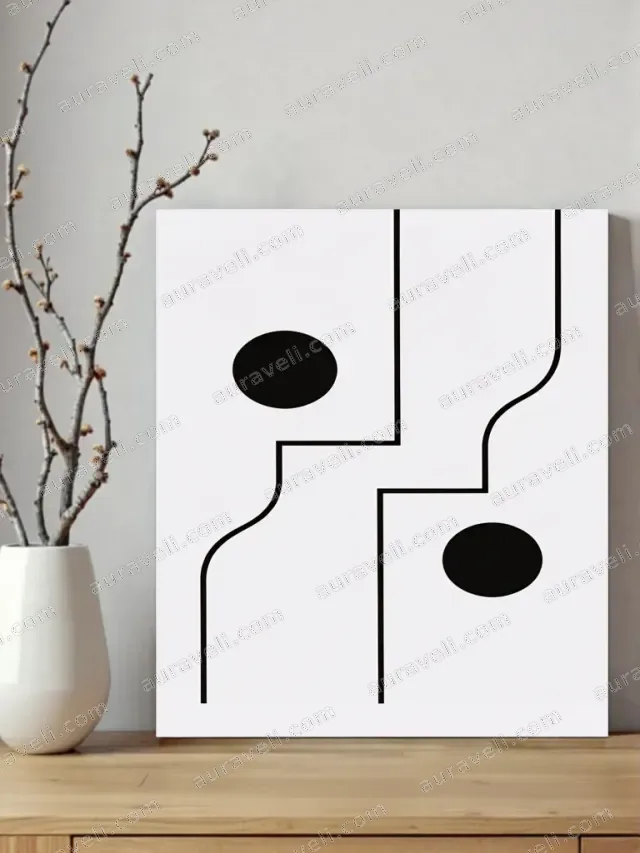 Minimalist Abstract Geometric Lines & Circles Canvas Wall Art for Home Decor — art print