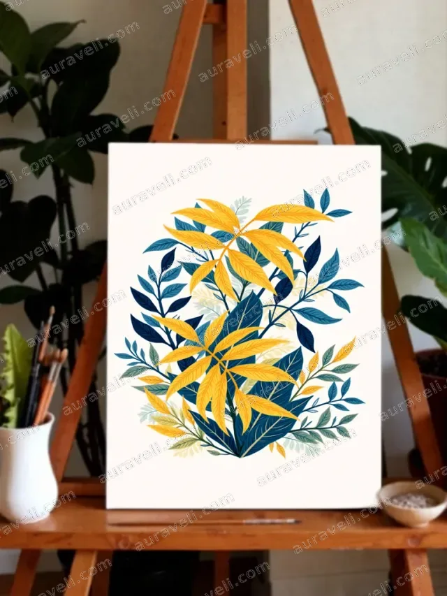 Vibrant Botanical Leaf Canvas Wall Art for Living Room Home Decor — art print