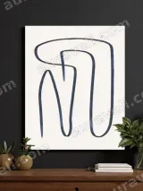 Abstract Blue Line Minimalist Canvas Wall Art for Living Room Bedroom Home Decor