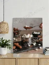 Hot Chocolate & Marshmallows Dessert Canvas Wall Art for Kitchen Decor – view 2