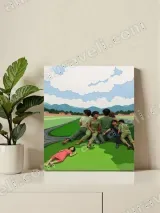 Family Scene Rural Landscape Canvas Wall Art for Living Room Home Decor – view 2