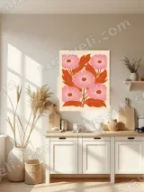 Pink Floral Canvas Wall Art for Living Room Bedroom Home Decor – view 3