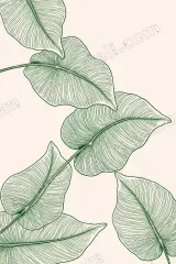 Tropical Leaf Line Art Canvas Wall for Living framed modern home decor