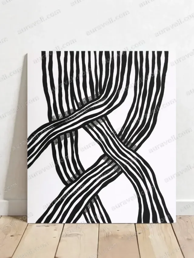 Abstract Striped Line Cross Canvas Wall Art for Living Room Home Decor — art print