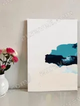 Abstract Blue Black Brushstroke Canvas Wall Art for Living Room Home Decor – view 2