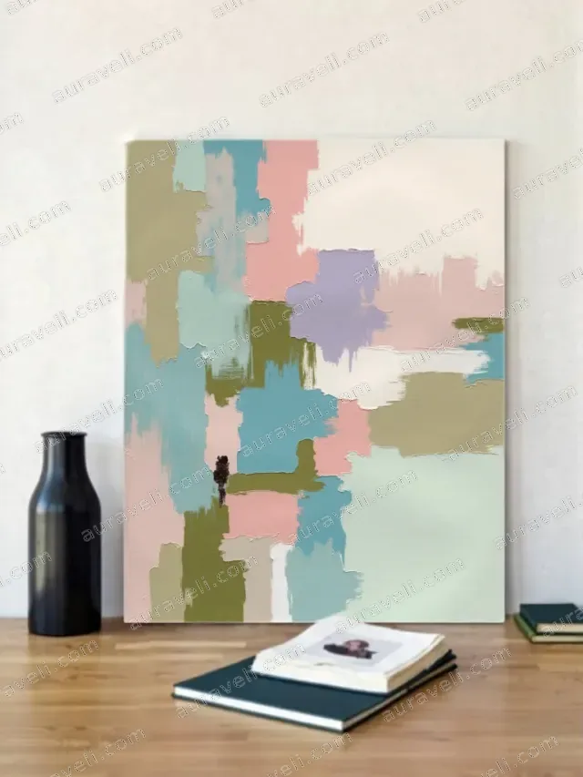 Abstract Pastel Color Block Canvas Wall Art for Living Room Home Decor — art print