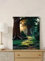 Sunlit Forest Giant Trees Canvas Wall Art for Living Room Home Decor – view 4