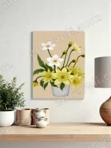 Yellow & White Flower Bouquet Canvas Wall Art for Living Room Decor – view 4