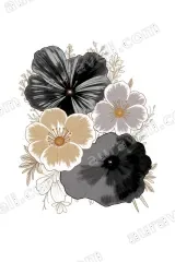 Black Beige Gray Floral Canvas Wall Art for Home framed modern decor