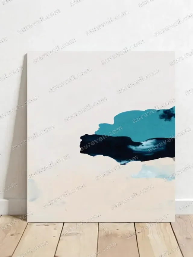 Abstract Blue Black Brushstroke Canvas Wall Art for Living Room Home Decor — art print