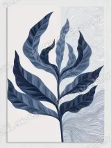 Blue Botanical Leaf Canvas Wall Art for Living Room Home Decor – view 3